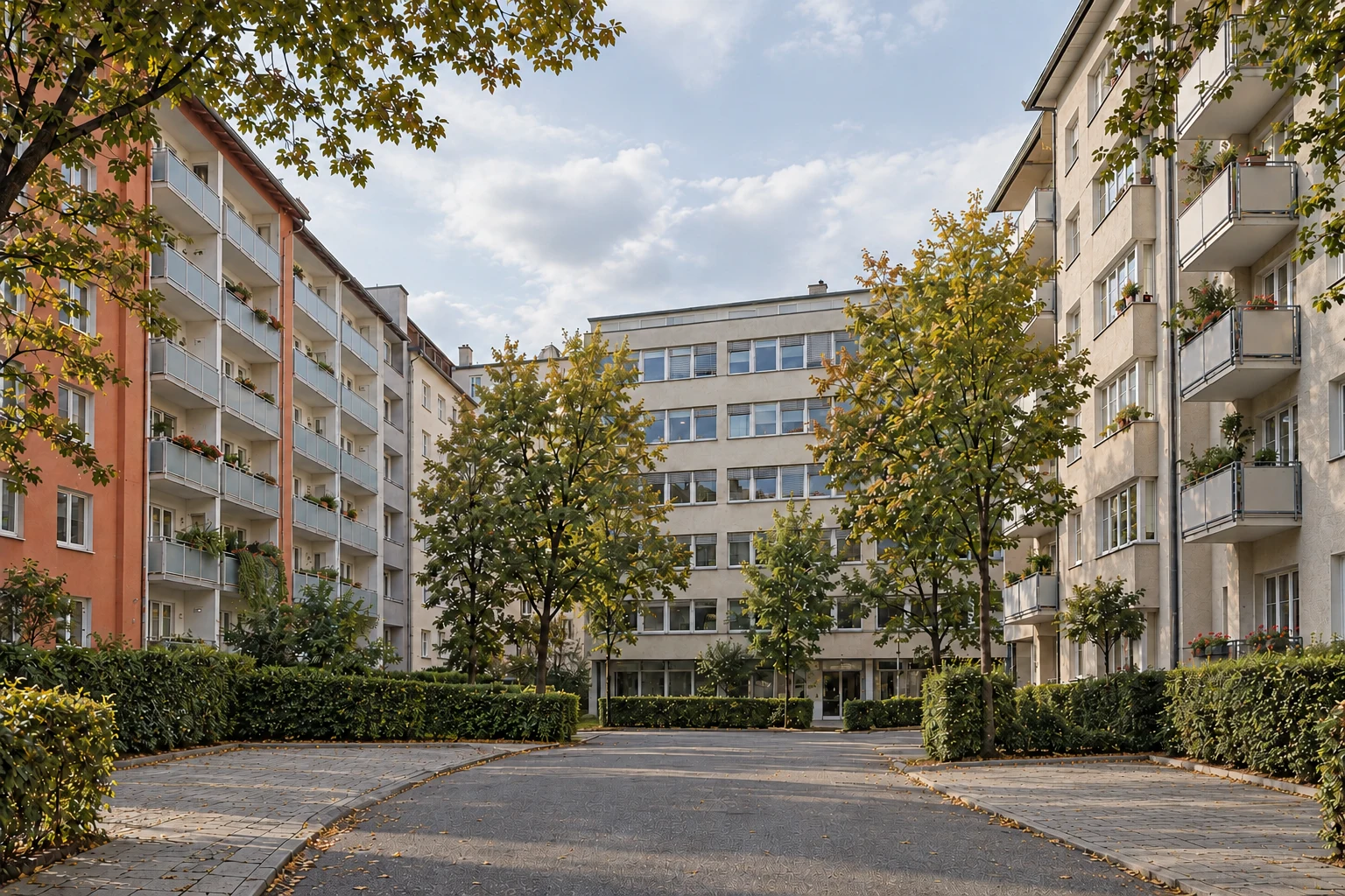 Unterschiedliche Wohn- und Gewerbegebäude als gemeinsamer Immobilienbestand. Unterschiedliche Wohn- und Gewerbegebäude als gemeinsamer Immobilienbestand.