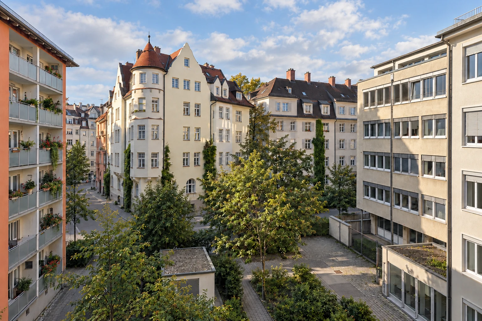 Größere Wohn- und Bürogebäude mit unterschiedlichen baulichen Voraussetzungen. Größere Wohn- und Bürogebäude mit unterschiedlichen baulichen Voraussetzungen.